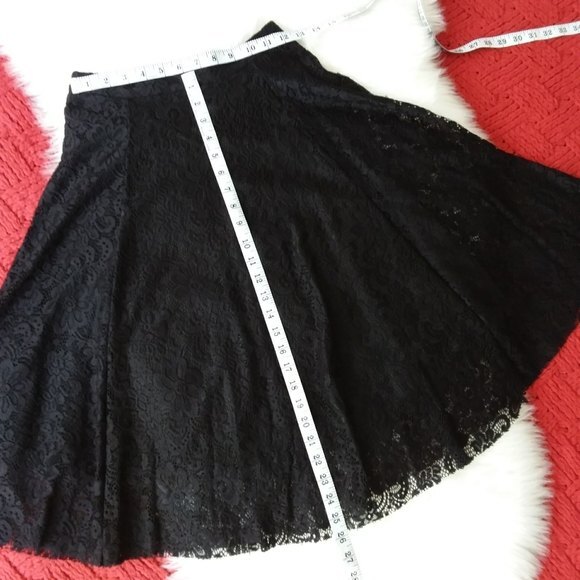 New Coin 1804 Black Lace Raw Hem Career Skirt - Picture 4 of 8